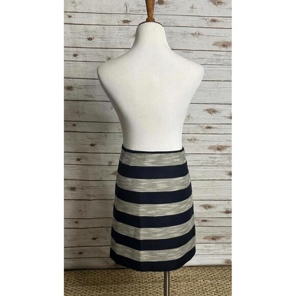 LOFT corpcore navy/grey striped cotton-blend A-line mini skirt Size 14 - Picture 4 of 5